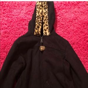 Girls Black Faux Fur Lined Coat Size 14/16